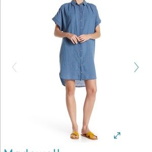 Madewell central button down linen blend dress